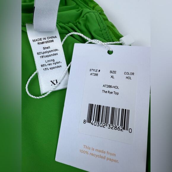 NWT Andie Swim The Rye Bikini Top Green Zebra Print Size XL - Picture 7 of 9